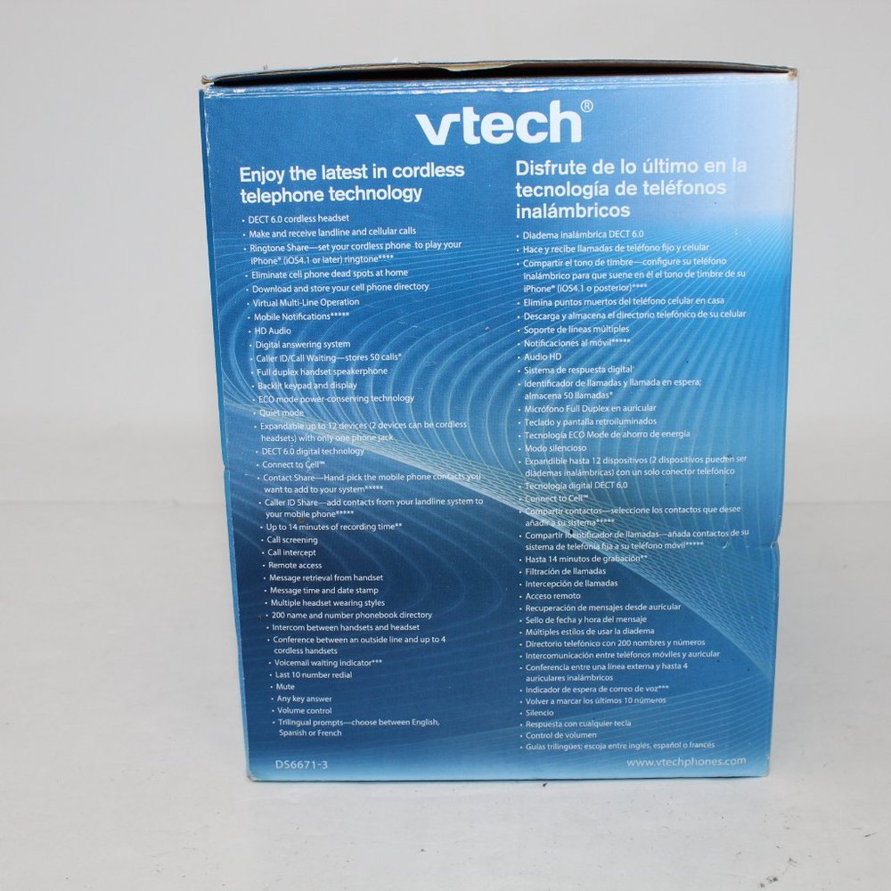 VTech DS6771-3 Two Handset Connect To Cell Answering System w/ Cordless Headset - Picture 5 of 7
